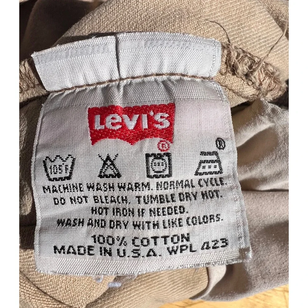 Vintage Levis 501 Tan Khaki Jeans Made in USA Button Fly Straight Leg 36x32